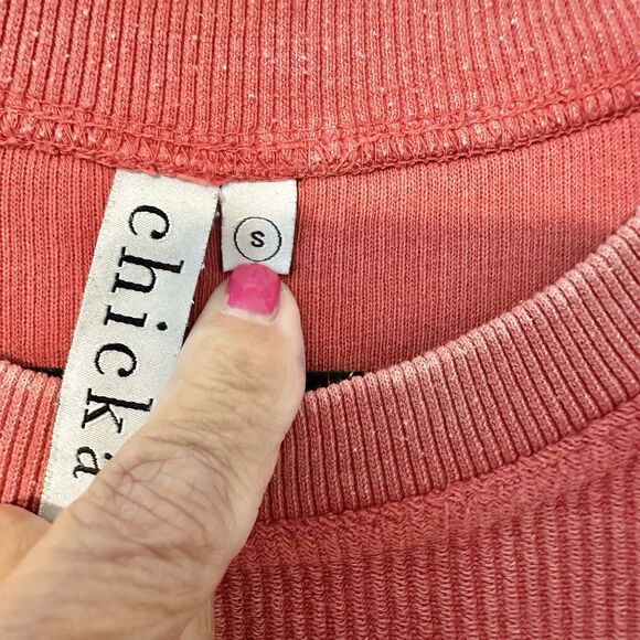 Chicka-d Ribbed Corded Crop Top Boxy‎ Pullover Red Oklahoma  Size S - Picture 8 of 14